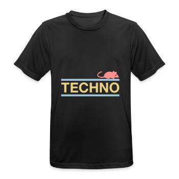★ Designfarben änderbar ★ Technomaus (Maus) - Männer T-Shirt atmungsaktiv - Schwarz - Vorne - AI Model Male 178 light (178cm)