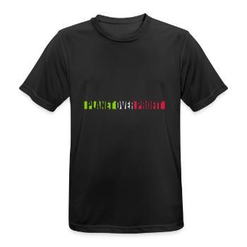planet over profit Zitat - Männer T-Shirt atmungsaktiv - Schwarz - Vorne - AI Model Male 178 light (178cm)