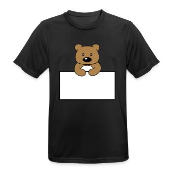 name shield frame text write teddy grizzly ba - Men's Breathable T-Shirt - black - Front - AI Model Male 178 light (178cm)