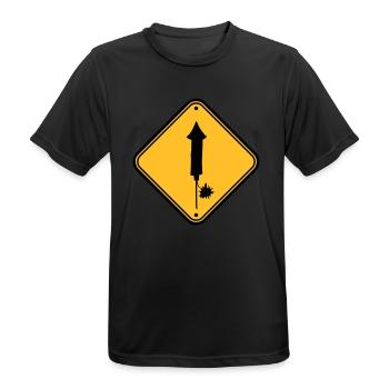 danger warning sign caution caution danger zone - Men's Breathable T-Shirt - black - Front - AI Model Male 178 light (178cm)
