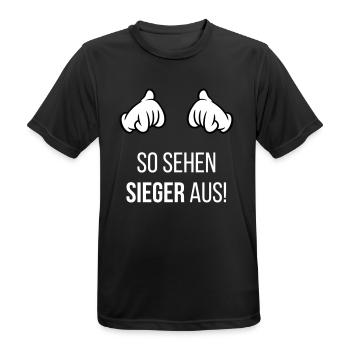 So Sehen Sieger Aus! (Comic-Hände / Neg / 2C) - Männer T-Shirt atmungsaktiv - Schwarz - Vorne - AI Model Male 178 light (178cm)