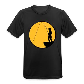 fisherman cliff sea slope round moon night angler sp - Men's Breathable T-Shirt - black - Front - AI Model Male 178 light (178cm)