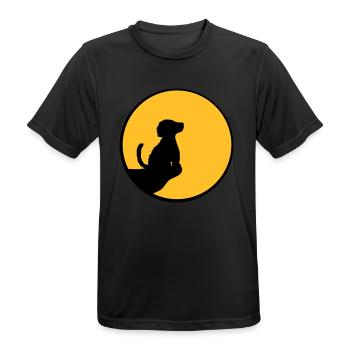 Mond Klippe sitzender Hund - Männer T-Shirt atmungsaktiv - Schwarz - Vorne - AI Model Male 178 light (178cm)