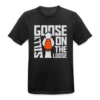 goose on the loose - Men's Breathable T-Shirt - black - Front - AI Model Male 178 light (178cm)