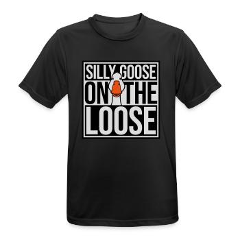 goose on the loose - Men's Breathable T-Shirt - black - Front - AI Model Male 178 light (178cm)