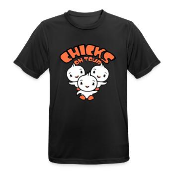 3 oiseaux poussins en tournée disant fêtarde filles femmes - T-shirt respirant Homme - noir - Devant - AI Model Male 178 light (178cm)