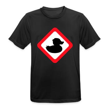 Canard Panneau Avertissement Attention Danger Prudence - T-shirt respirant Homme - noir - Devant - AI Model Male 178 light (178cm)