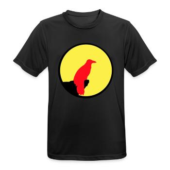 Vogel sitzt Mond nachts Klippe Werwolf heulen Wolf - Männer T-Shirt atmungsaktiv - Schwarz - Vorne - AI Model Male 178 light (178cm)