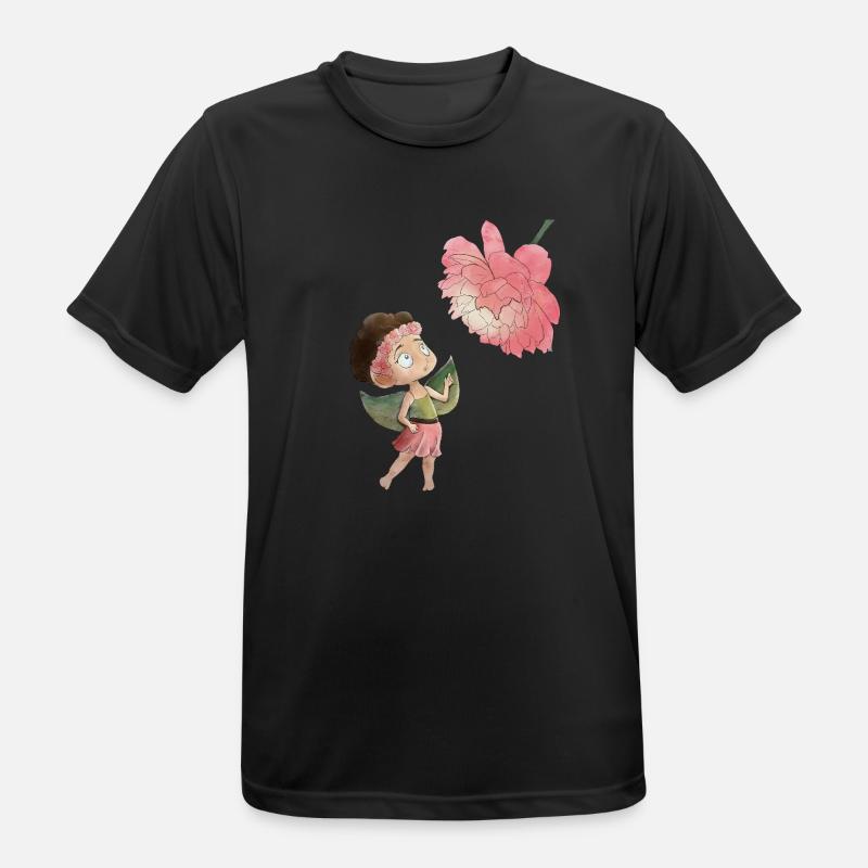 Zauberhafte Fee mit Pfingstrose - Männer T-Shirt atmungsaktiv - Schwarz