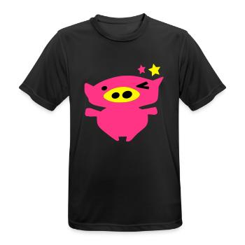 cute_pink_piggy_face_vec10_c3 - T-shirt respirant Homme - noir - Devant - AI Model Male 178 light (178cm)