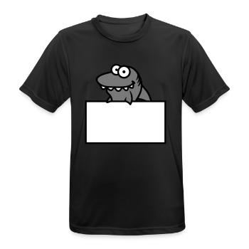 hai bouclier drôle cadre mur montrer comic cartoo - T-shirt respirant Homme - noir - Devant - AI Model Male 178 light (178cm)