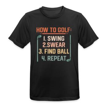 How To Golf: 1.Swing 2.Swear 3.Find Ball Hobby Gol - Männer T-Shirt atmungsaktiv - Schwarz - Vorne - AI Model Male 178 light (178cm)