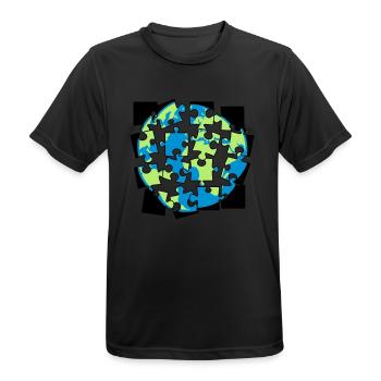 Earth puzzle parts puzzle piece puzzle build spi - Men's Breathable T-Shirt - black - Front - AI Model Male 178 light (178cm)