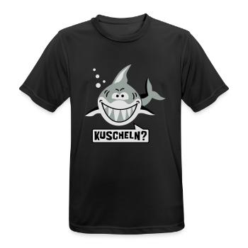Kuschel Hai - Free Hugs - Gratis Umarmung - 3C - Männer T-Shirt atmungsaktiv - Schwarz - Vorne - AI Model Male 178 light (178cm)