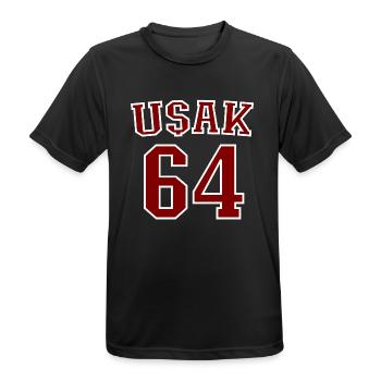 Usak 64 - Männer T-Shirt atmungsaktiv - Schwarz - Vorne - AI Model Male 178 light (178cm)