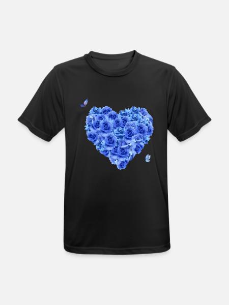 Blue floral heart - Men's Breathable T-Shirt - black
