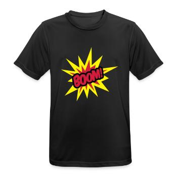 boom___f3 - T-shirt respirant Homme - noir - Devant - AI Model Male 178 light (178cm)