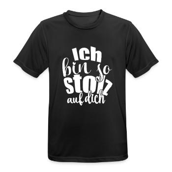Ich bin so stolz auf dich Spruch Anerkennung - Männer T-Shirt atmungsaktiv - Schwarz - Vorne - AI Model Male 178 light (178cm)