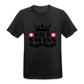 made_in_swiss_3 - T-shirt respirant Homme - noir - Devant - AI Model Male 178 light (178cm)