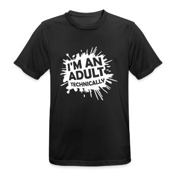 I'm an Adult Technically technisch Erwachsen Witz - Männer T-Shirt atmungsaktiv - Schwarz - Vorne - AI Model Male 178 light (178cm)