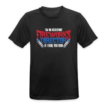 Drôle de feu d’artifice pyrotechnicien disant - T-shirt respirant Homme - noir - Devant - AI Model Male 178 light (178cm)