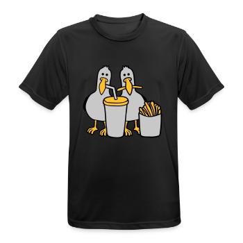 Fast-food mouettes volées - T-shirt respirant Homme - noir - Devant - AI Model Male 178 light (178cm)