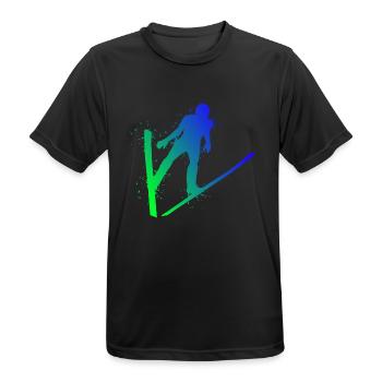 Ski jumping Ski flying Winter sports Ski jumpers - Men's Breathable T-Shirt - black - Front - AI Model Male 178 light (178cm)