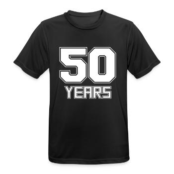 50 years - Men's Breathable T-Shirt - black - Front - AI Model Male 178 light (178cm)