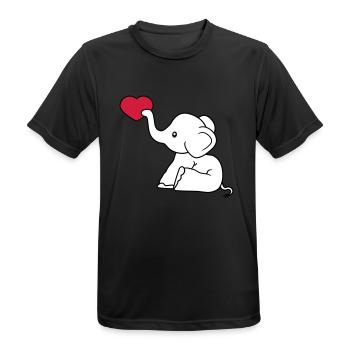 heart love give love in love elephant sitting sweet - Men's Breathable T-Shirt - black - Front - AI Model Male 178 light (178cm)