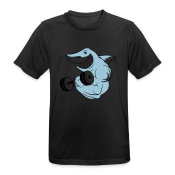 shark_bodybuilder - Männer T-Shirt atmungsaktiv - Schwarz - Vorne - AI Model Male 178 light (178cm)