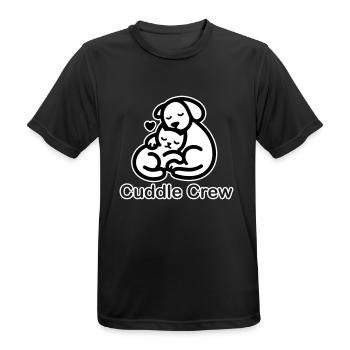 Katze & Hund Kuscheln - Cuddle Crew Design - Männer T-Shirt atmungsaktiv - Schwarz - Vorne - AI Model Male 178 light (178cm)