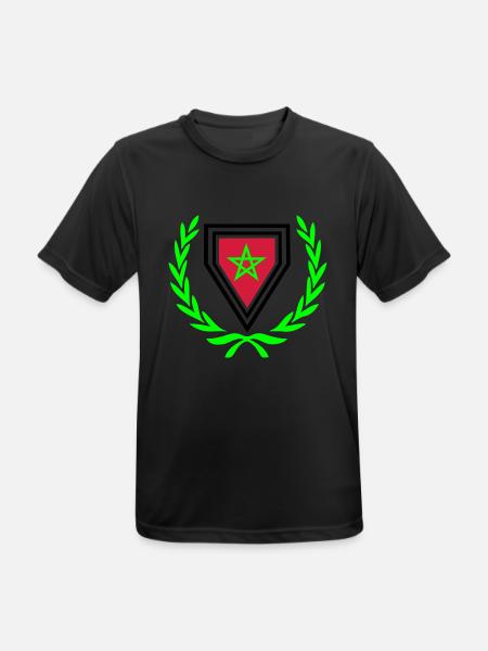 Marokko (Wapenschild & lauwerkrans) - Mannen T-shirt ademend actief - zwart