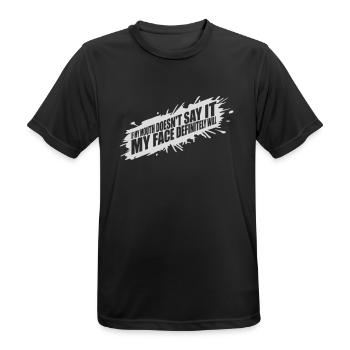 my face definitely will - Men's Breathable T-Shirt - black - Front - AI Model Male 178 light (178cm)