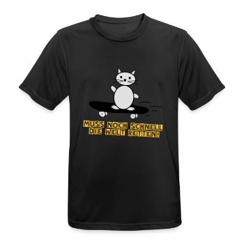Die Welt retten Kätzchen Lustige Sprüche - Männer T-Shirt atmungsaktiv - Schwarz - Vorne - AI Model Male 178 light (178cm)