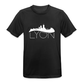 Lyon France Skyline Landmark Gift City - T-shirt respirant Homme - noir - Devant - AI Model Male 178 light (178cm)
