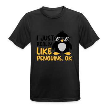I just like penguins - Men's Breathable T-Shirt - black - Front - AI Model Male 178 light (178cm)