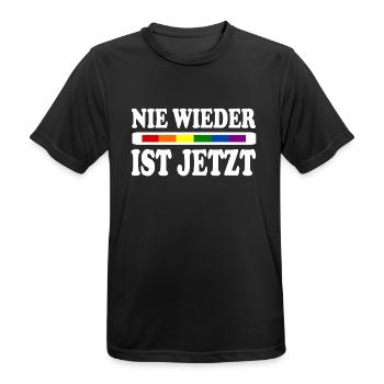 Nie wieder ist jetzt - Männer T-Shirt atmungsaktiv - Schwarz - Vorne - AI Model Male 178 light (178cm)