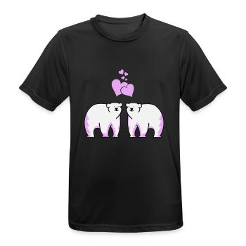 Polar bears in love - Men's Breathable T-Shirt - black - Front - AI Model Male 178 light (178cm)