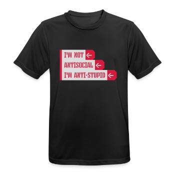 not antisocial anti stupid - Männer T-Shirt atmungsaktiv - Schwarz - Vorne - AI Model Male 178 light (178cm)
