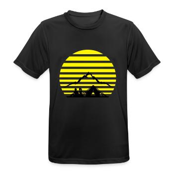 Freitzeit - Zelten und Berge - Männer T-Shirt atmungsaktiv - Schwarz - Vorne - AI Model Male 178 light (178cm)