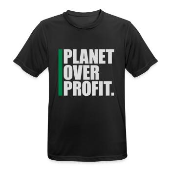 planet over profit quote - Men's Breathable T-Shirt - black - Front - AI Model Male 178 light (178cm)