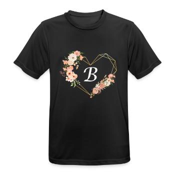Buchstabe b florales goldenes Herz - Männer T-Shirt atmungsaktiv - Schwarz - Vorne - AI Model Male 178 light (178cm)