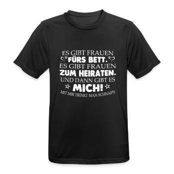 Mit mir trinkt man Schnaps! - Männer T-Shirt atmungsaktiv - Schwarz - Vorne - AI Model Male 178 light (178cm)