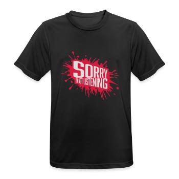 désolé de ne pas écouter - T-shirt respirant Homme - noir - Devant - AI Model Male 178 light (178cm)