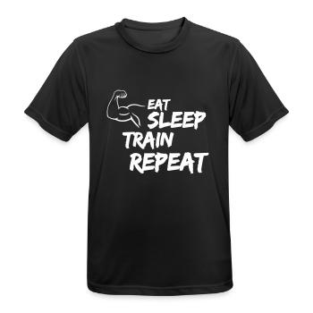 eat sleep train repeat - Männer T-Shirt atmungsaktiv - Schwarz - Vorne - AI Model Male 178 light (178cm)