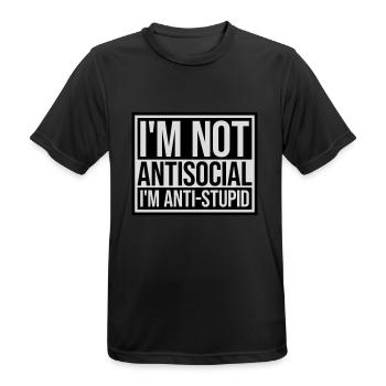 not antisocial anti stupid - Men's Breathable T-Shirt - black - Front - AI Model Male 178 light (178cm)