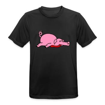 Grillon de porc mort inconscient mangeant de la viande - T-shirt respirant Homme - noir - Devant - AI Model Male 178 light (178cm)