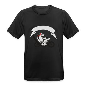 Biker sheep with banner - Men's Breathable T-Shirt - black - Front - AI Model Male 178 light (178cm)