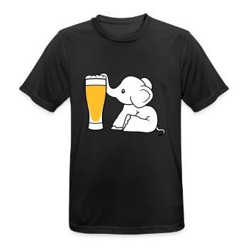 elephant beer suck alcohol drink thirst drunk - Men's Breathable T-Shirt - black - Front - AI Model Male 178 light (178cm)