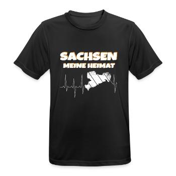 Sachsen meine Heimat - Männer T-Shirt atmungsaktiv - Schwarz - Vorne - AI Model Male 178 light (178cm)